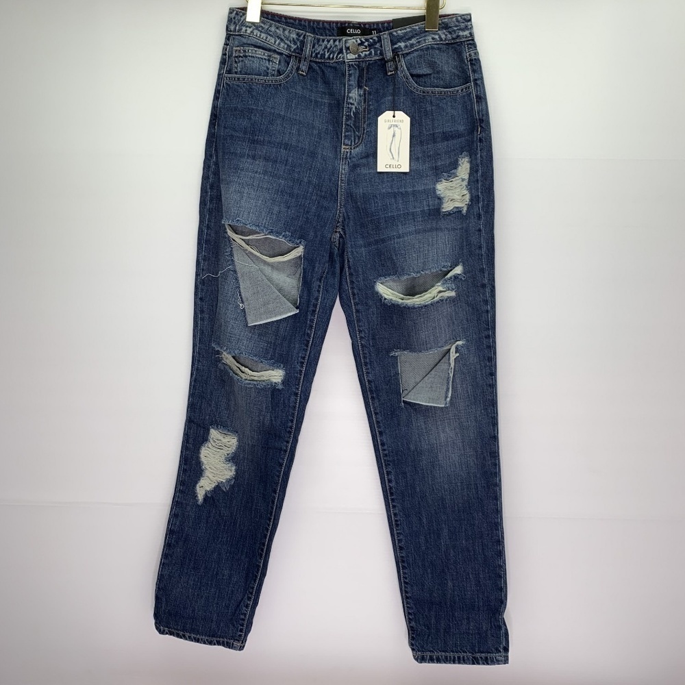 Cello Jeans Size 11 Distressed Destroyed Girlfriend NWT Straight Leg